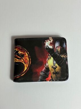 Mortal Kombat Scorpion Sub Zero Faux Leather Wallet Black Yellow Blue Money